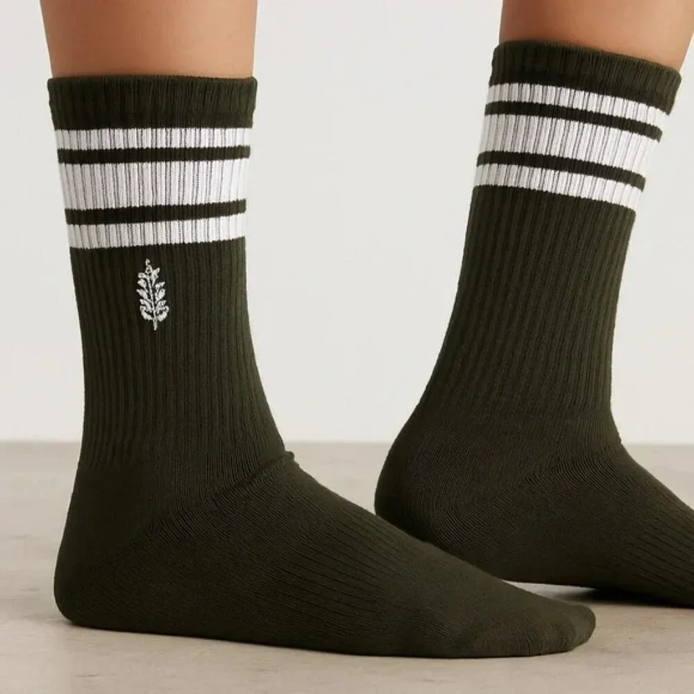 NWT FP Movement Logo Stripe Black Tube Socks
